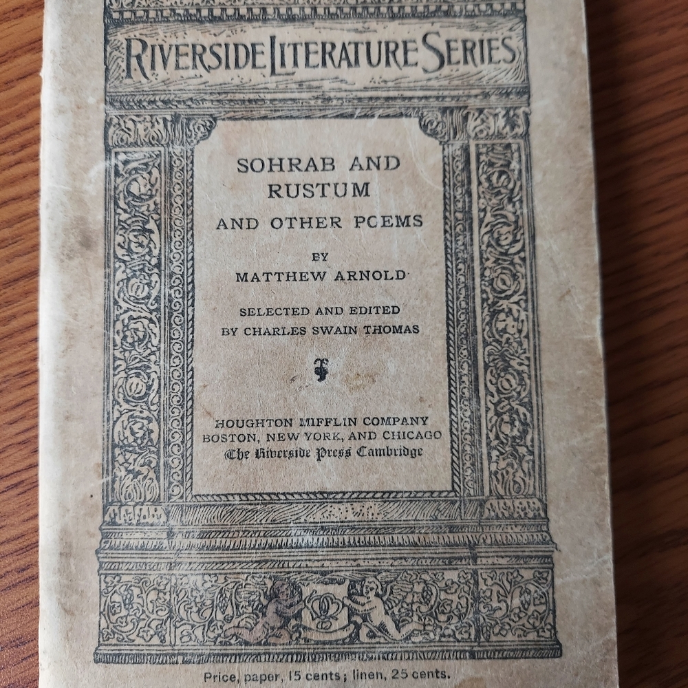 Vintage Riverside Literature Series "Sohrab&Rustum& other poems, Matthew Arnold.